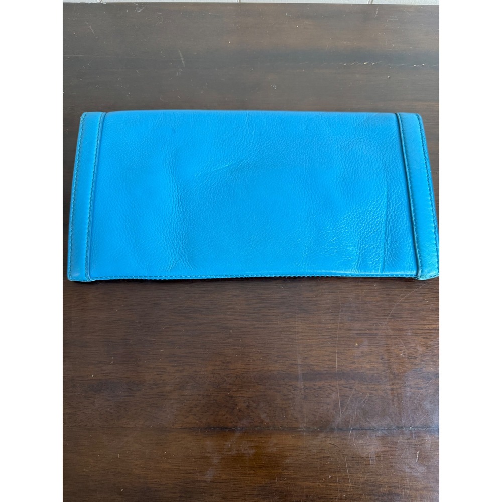 Banana Republic Clutch Bag Women's Blue Leather‎ Snap Closure